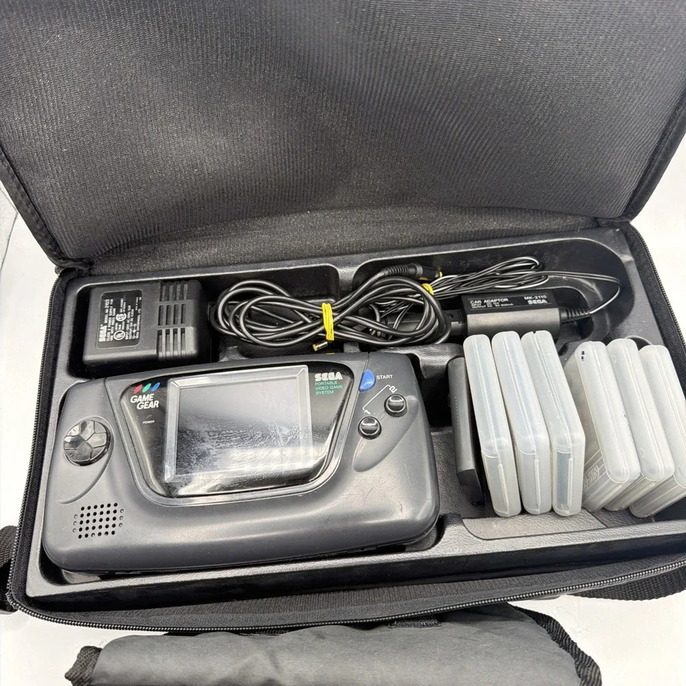 Sega Game Gear Lot of 2 Consoles 8 Games Cases Adapters For Parts Repair 2110